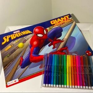 NWT Spider-Man Bundle Giant Sized Marvel Coloring & Activity Book  20 Markers💕
